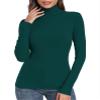 PALINDA Women's Ribbed Turtleneck Fitted Long Sleeve Shirts Basic Thermal Layering Tops(Dark Green XL) view 2