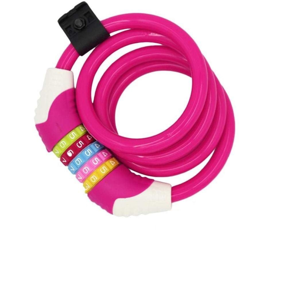 Chain Lock,Cycling Lock Padlock, Security Combination Steel Wire Bike Motorbike Code Lock Anti-Theft Cable Lock Spiral Lock-Black (Color : Red) (Color : Red)