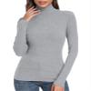 PALINDA Women's Ribbed Turtleneck Fitted Long Sleeve Shirts Basic Thermal Layering Tops(Heather Grey S) view 2