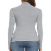 PALINDA Women's Ribbed Turtleneck Fitted Long Sleeve Shirts Basic Thermal Layering Tops(Heather Grey S) view 4