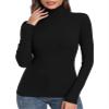 PALINDA Women's Ribbed Turtleneck Fitted Long Sleeve Shirts Basic Thermal Layering Tops Black M view 2