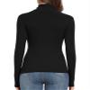 PALINDA Women's Ribbed Turtleneck Fitted Long Sleeve Shirts Basic Thermal Layering Tops Black M view 4