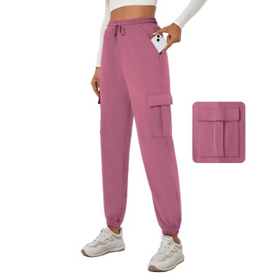 YOYOYOGA Women's Joggers Pants Pockets Sweatpants Drawstring High Waisted Sweatpants Lounge Workout Running Track PantsPink,XL