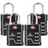 SURE LOCK TSA Approved Luggage Lock  3-Digit Resettable Combination Padlock with Open Alert Red Dot, Large Easy-Read Dials for Suitcases, Backpacks, Gym & School Lockers (Black 4 pk) view 1