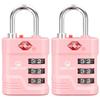 SURE LOCK TSA Approved Luggage Lock  3-Digit Resettable Combination Padlock with Open Alert Red Dot, Large Easy-Read Dials for Suitcases, Backpacks, Gym & School Lockers(Pink 2 pk) view 1