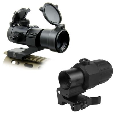 Tactical Scope Reflex Stinger 4 MOA Red - Green Dot Sight with Picatinny Mount (Combo of - Tactical Scope + 4X Magnifier)