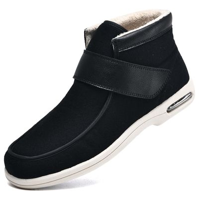 bumuam Lightweight Walking Sneakers,Men's Warm Wide Width Diabetic Shoes, Warm High-top Adjustable Closures Slippers for Elderly Arthritis Edema Men 9/Women 10
