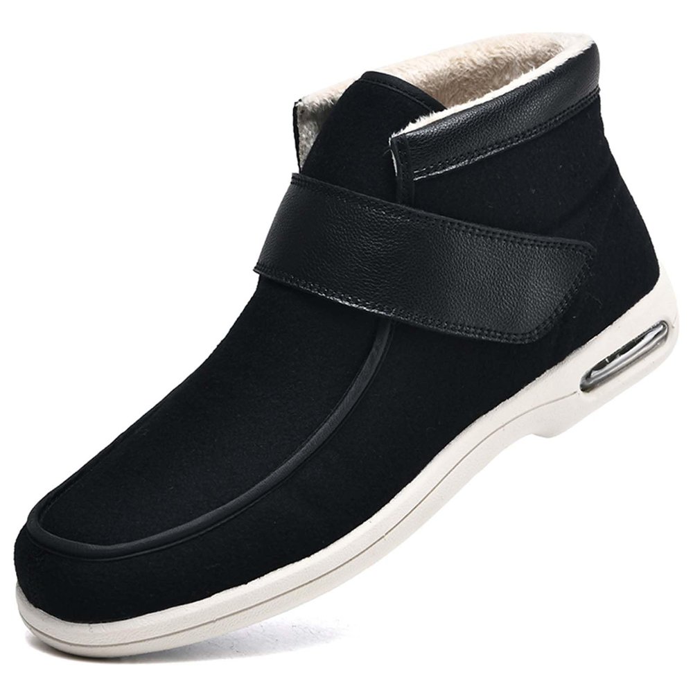 bumuam Lightweight Walking Sneakers,Men's Warm Wide Width Diabetic Shoes, Warm High-top Adjustable Closures Slippers for Elderly Arthritis Edema Men 9/Women 10
