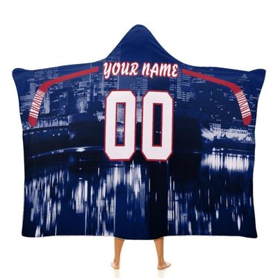 Unickque7 Custom Hockey City Night Skyline Hooded Blankets Personalized with Name Wearable Flannel Blankets Gifts 50" x 40",60" x 50",80" x 60"