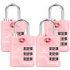 SURE LOCK TSA Approved Luggage Lock  3-Digit Resettable Combination Padlock with Open Alert Red Dot, Large Easy-Read Dials for Suitcases, Backpacks, Gym & School Lockers(Pink 4 pk) view 1