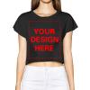 Custom Women Crop Top Midriff T Shirt Add Your Own Text Name Personalized Message Image (x_l,Black) view 1