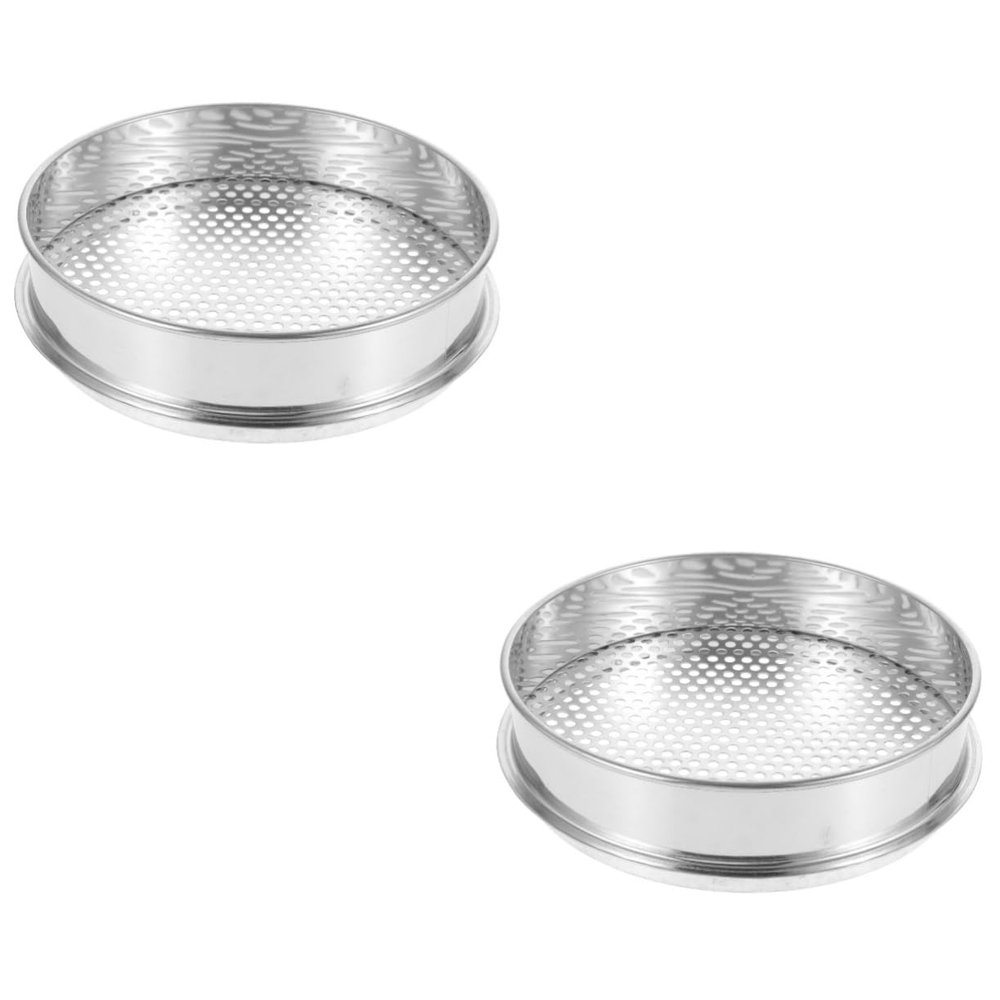 BESPORTBLE 2pcs Home Soil Sieve Round Stainless Steel Strainer Pearl Sifter for Soil Grading
