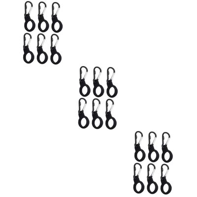 BESPORTBLE 18pcs Silicone Water Bottle Carrier Clip Kettle Hook Holder for Outdoor Activities for Hiking Camping and Climbing Black