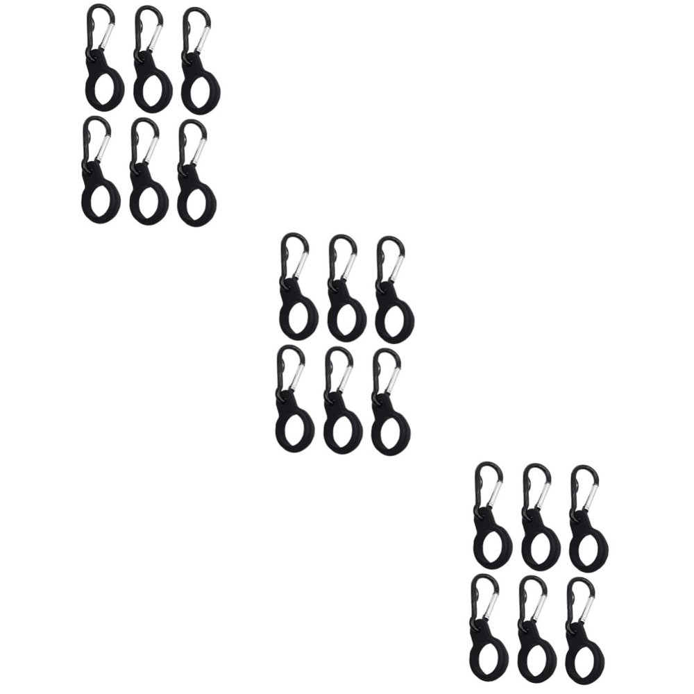 BESPORTBLE 18pcs Silicone Water Bottle Carrier Clip Kettle Hook Holder for Outdoor Activities for Hiking Camping and Climbing Black
