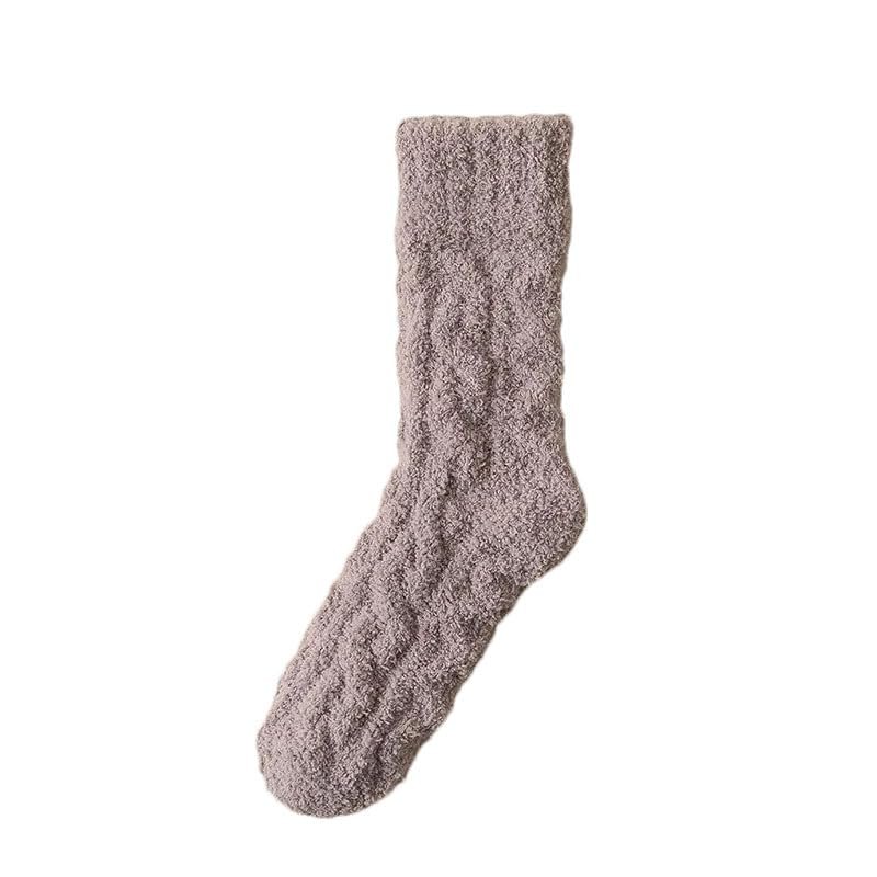 Hgvcfcv Thickened Men's Socks Fall And Winter Warm Mid-Calf Socks Solid Color Breathable Soft Fleece Men's Socks For Men