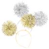 balacoo 2pcs Glitter Tinsel Headbands for Women Dazzling Valentine Day Accessories Hair Hoops with Pom Poms Sparkling Party Headbands Silver Gold view 1