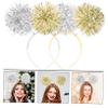 balacoo 2pcs Glitter Tinsel Headbands for Women Dazzling Valentine Day Accessories Hair Hoops with Pom Poms Sparkling Party Headbands Silver Gold view 3