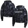 The Wild Collective Women's Black Las Vegas Raiders Tie-Dye Cropped Pullover Hoodie view 1