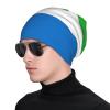 Flag of Sierra Leone Beanie Hat for Men and Women Warm Hats Knit Slouchy Skull Cap Knit Hats Baggy Hat Black view 4