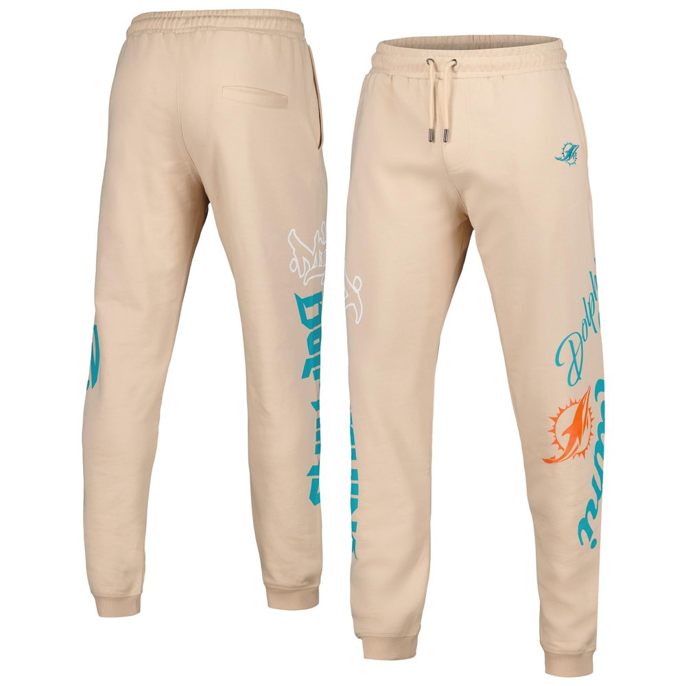 The Wild Collective Unisex Cream Miami Dolphins Heavy Block Graphic Jogger Pants
