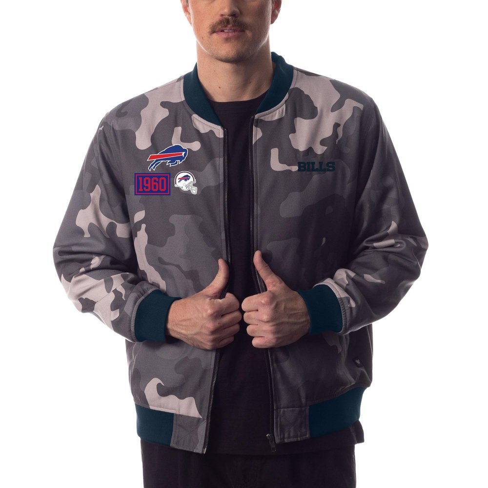 The Wild Collective Unisex Gray Buffalo Bills Camo Bomber Jacket, XX-Large