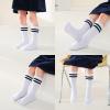 Pursuestar 2 Pairs Two Toe Tabi Split V Socks Athletic Long Calf High Striped Dress Socks for Kids Boys Girls 2-12 Years view 3
