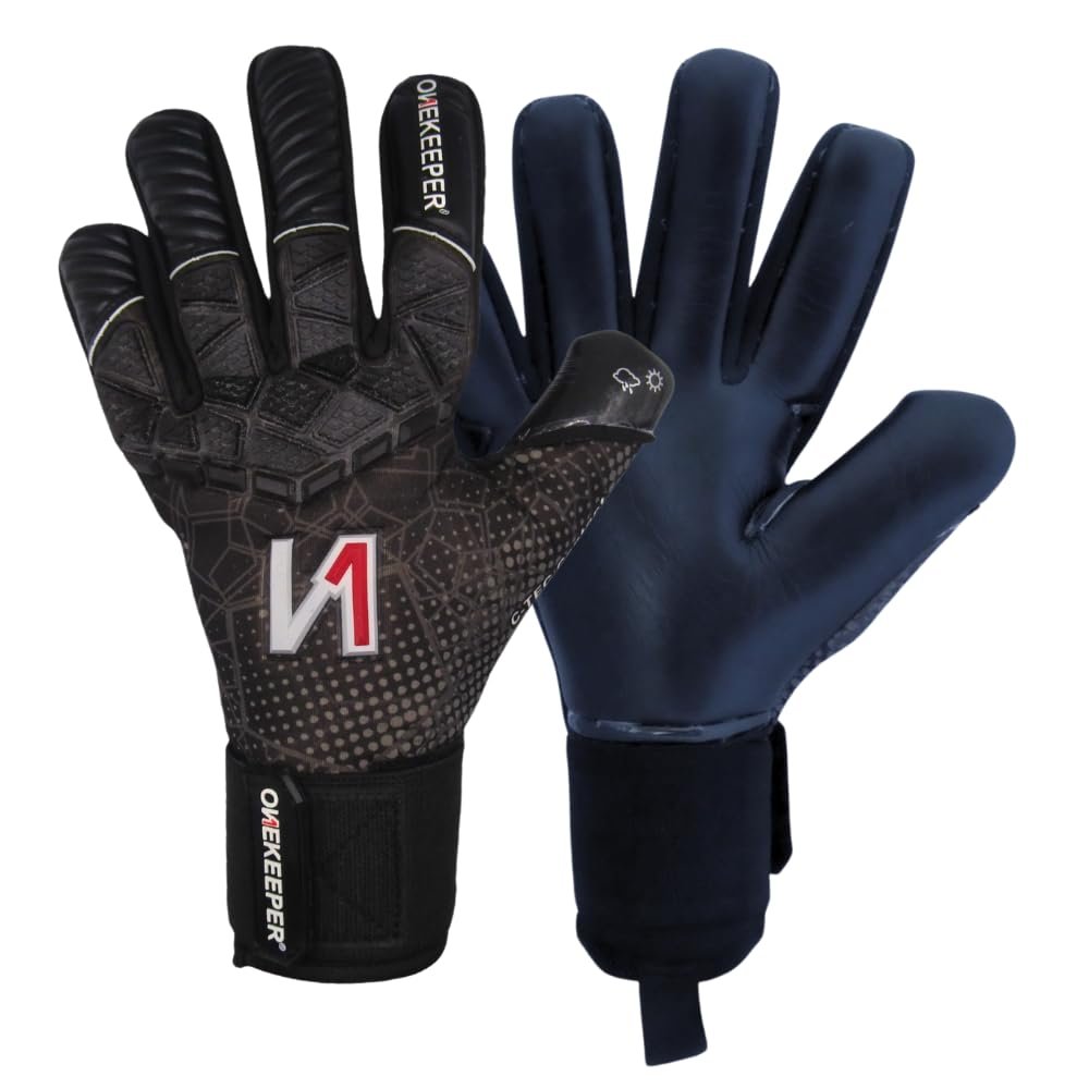 ONEKEEPER C-TEC Contact Pro Black | Professional-Level Goalkeeper Glove for Kids - Youth - Adults | GK Soccer Goalie Gloves | 3.5 mm Contact Latex | Negative Cut (Black, 12)