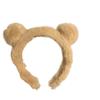 CHRISK Autumn and winter cute plush bear ears headband female cartoon broken hair wash face mask hair bundle headband headwear (Color : Khaki) view 1