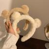 CHRISK Autumn and winter cute plush bear ears headband female cartoon broken hair wash face mask hair bundle headband headwear (Color : Khaki) view 2