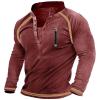 ZYXTIM Mens Distressed Tactical Sweatshirts Long Sleeve Stand Collar Casual Henley Shirts Muscle Fit Sport Combat Pullover Wine view 1