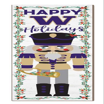 KH Sports Fan Washington Huskies Nutcracker Porch Leaner, 11x46 Inches, Huskies Outdoor Christmas Sign; Display Some Holiday Cheer with This Washington Huskies Nutcracker Sign