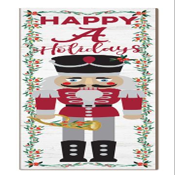 KH Sports Fan Alabama Crimson Tide Nutcracker Porch Leaner, 11x46 Inches, Crimson Tide Outdoor Christmas Sign; Display Some Holiday Cheer with This Alabama Crimson Tide Nutcracker Sign