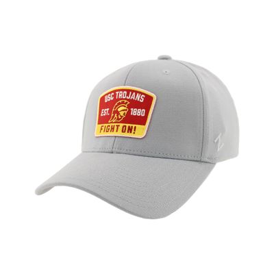 ZHATS Men's Standard NCAA Officially Licensed Fitted Hat ZH Patch Switchback Light Gray, Grey, Large