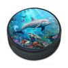 Coral Reef Dolphin and Sea Turtle Ice Hockey Puck view 1