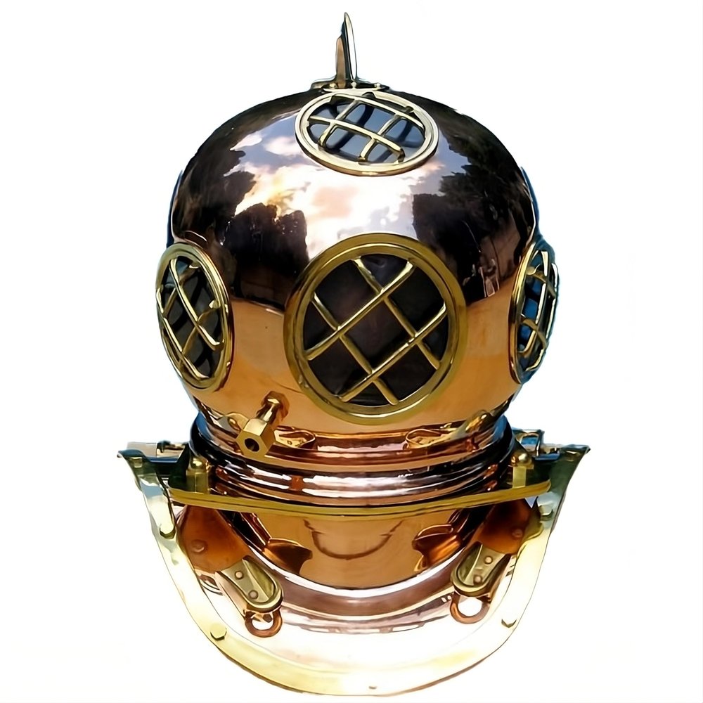 Navy Divers Helmet Copper w/Brass Detail