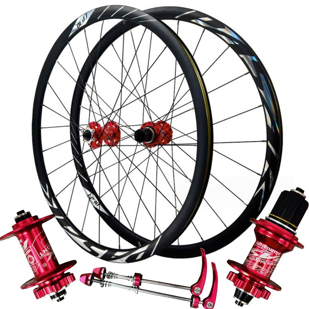 ZECHAO 700C Disc Brake Road Wheel Set,Aluminium Alloy Double Wall Rims Quick Release 24H Hub Bike Front and Rear Wheel 1800G (Color : Red, Size : 700c)