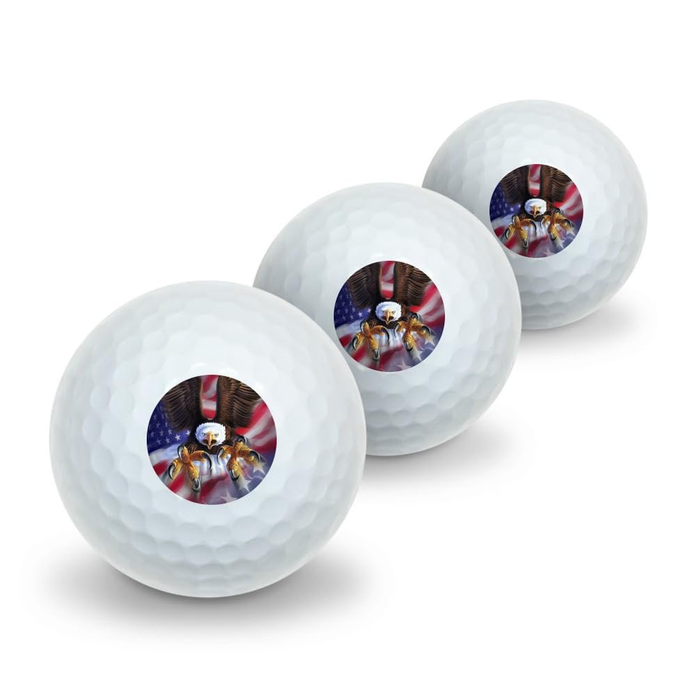 American Flag Patriotic Eagle Novelty Golf Balls 3 Pack
