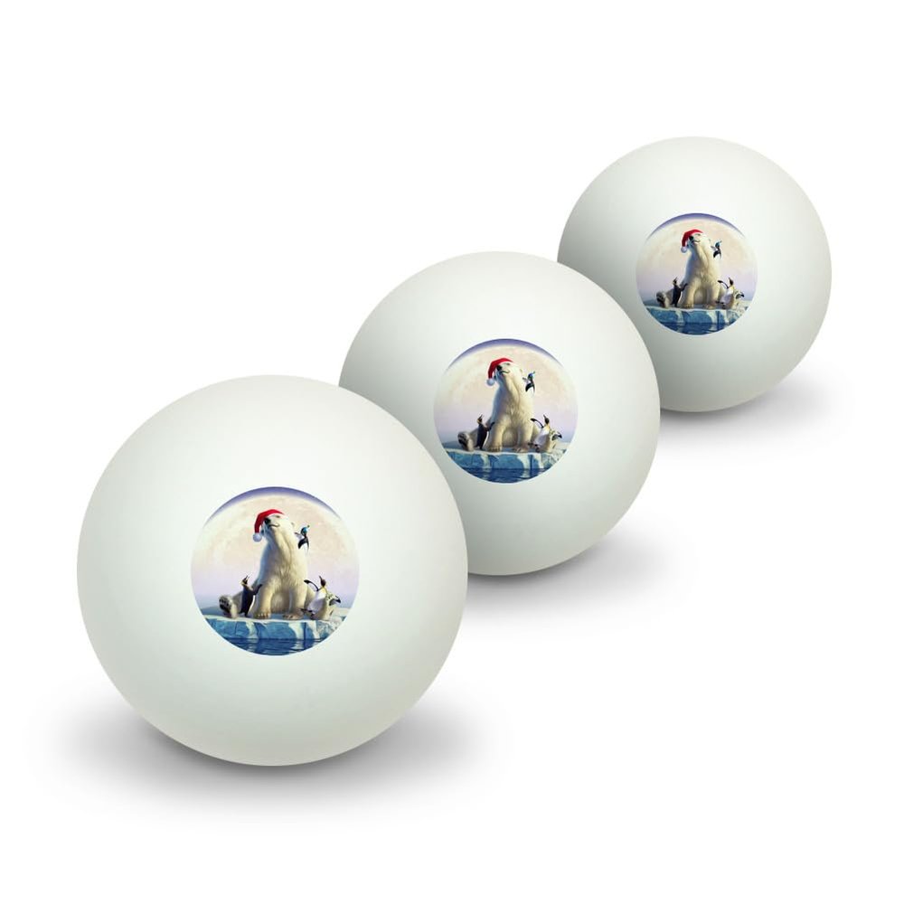 Christmas Polar Bear Novelty Table Tennis Ping Pong Ball 3 Pack