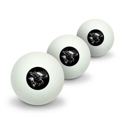 Moose Head Illustration Novelty Table Tennis Ping Pong Ball 3 Pack