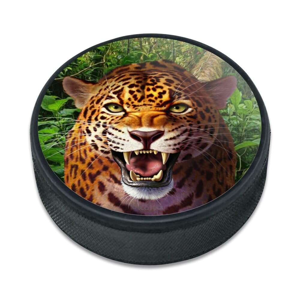 Leopard Hunting Ice Hockey Puck
