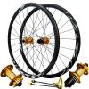 ZECHAO 700C Disc Brake Road Wheel Set,Aluminium Alloy Double Wall Rims Quick Release 24H Hub Bike Front and Rear Wheel 1800G (Color : Gold, Size : 700c) view 1