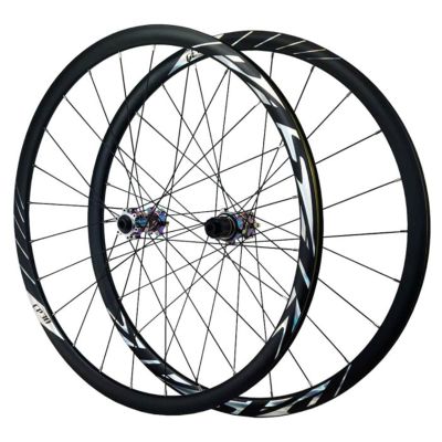 ZECHAO Road Bike Wheelset 700c Disc Brake,23-45C Aluminum Alloy Road Bike Wheels Suitable for 8/9/10/11/12 Speed with Quick Release/24Hole (Color : Front Rear Wheel, Size : 700c)