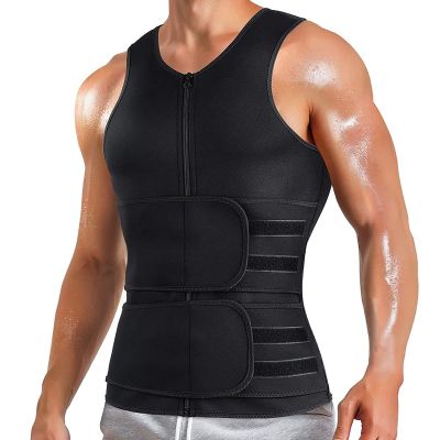 TIGAILIAN Men Sauna Vest - Waist Trainer Sweat Vest Body Shaper Sauna Suits Vests Neoprene Tank Top Workout Fitness Gym Sauna Suits (Color : Black, Size : Medium)