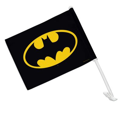 Batman Classic Bat Shield Logo Car Truck Flag with Window Clip On Pole Holder