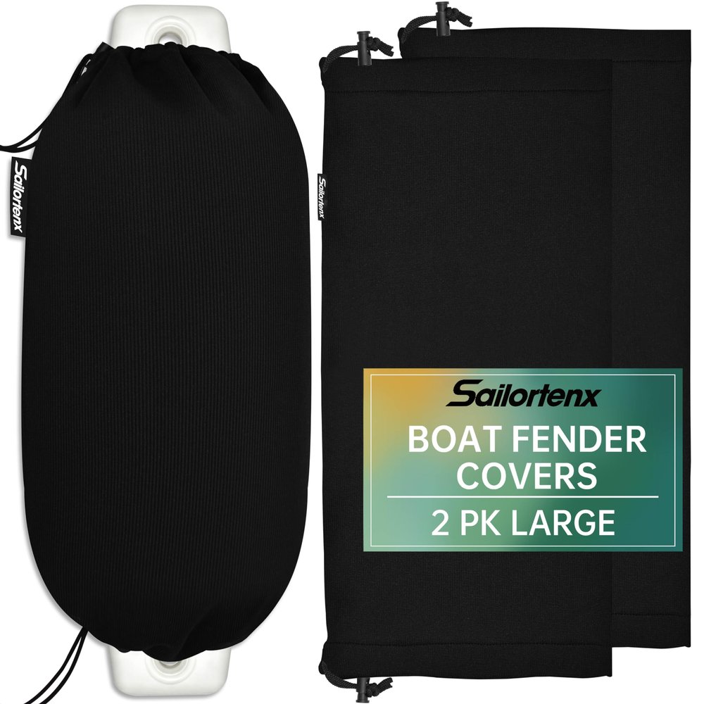 Sailortenx 4 Packs Boat Fender Cover, 9"*26" Marine Bumper Covers,Polyester(Boat Fender Not Included)