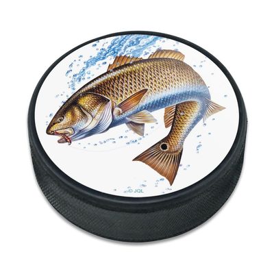 Redfish Fishing 4 Ice Hockey Puck