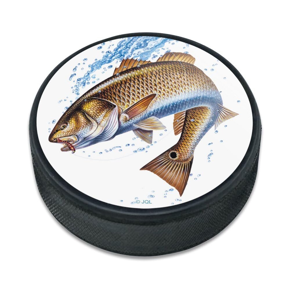 Redfish Fishing 4 Ice Hockey Puck