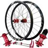 ZECHAO 700C Highway Bike Wheel Set,Thru-Axle Disc Brake 8/9/10/11 Speed 24H Aluminium Alloy Bike Front 15 * 100mm Rear 12 * 142mm Wheel (Color : Red, Size : 700c) view 1