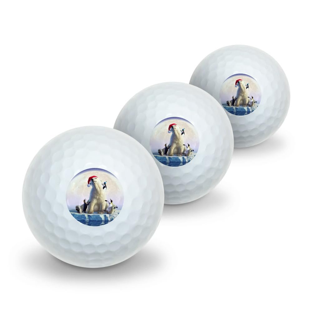 Christmas Polar Bear Novelty Golf Balls 3 Pack