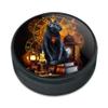 Black Cat Time Clock Ice Hockey Puck view 1